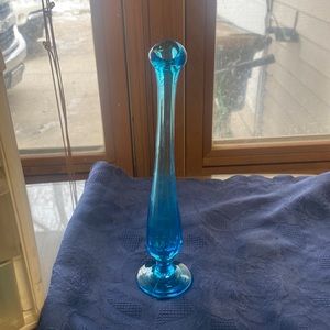 Blue glass bud vase